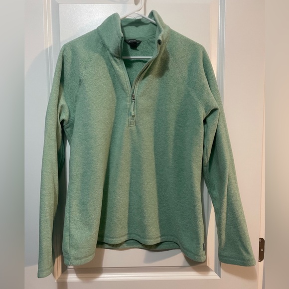 Eddie Bauer Mint Green Mock Neck Pull Over Fleece 1/4 Zip Jacket Sz L - Picture 3 of 6